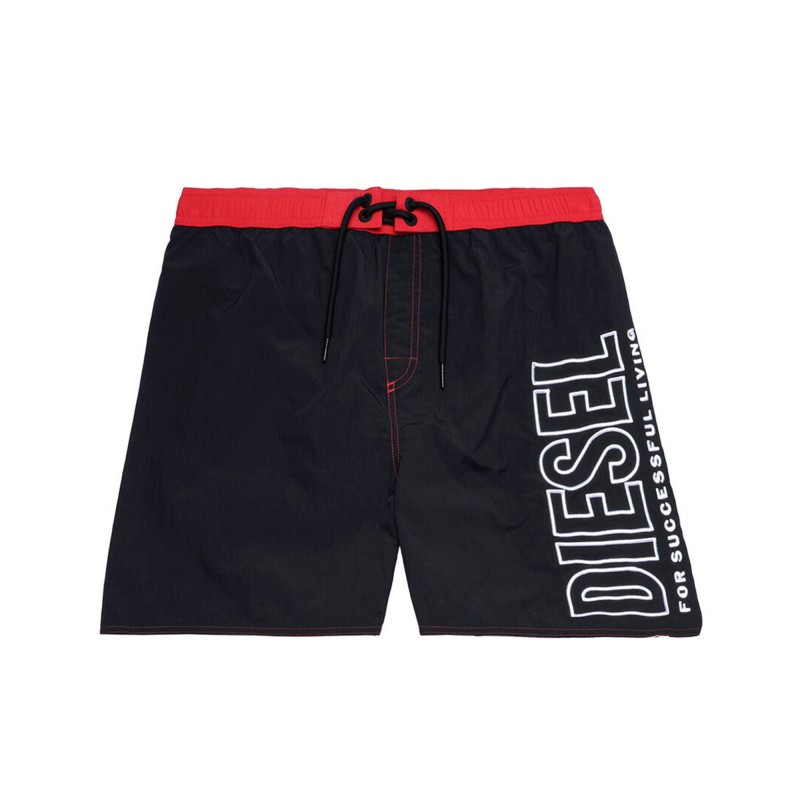 Diesel Swim Shorts With Outline Logo-Black
