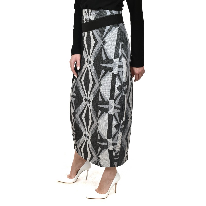 Lotus Eaters Patterned Skirt Lozaka-Ecru/Grey/Black