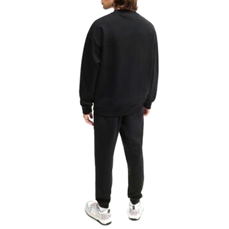 Hugo Stretch Cotton Regular Fit Sweatshirt With Stacked Logo-Black