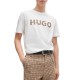 Hugo Cotton Jersey Regular Fit T-Shirt With Logo Print-White