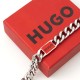 Hugo Cuban Chain Logo Necklace-Silver