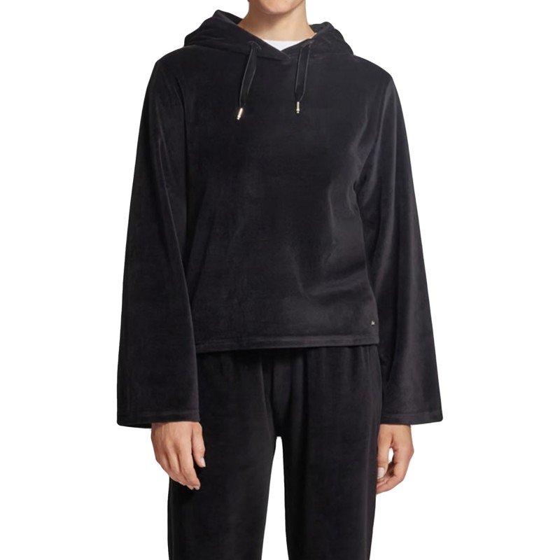 Boss Hoodie In Cotton Blend Velour-Black