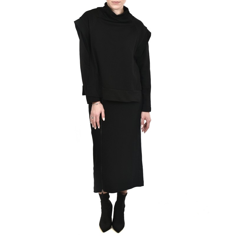 Lotus Eaters High Neck Un-Even Cut Sweater Gonak-Black