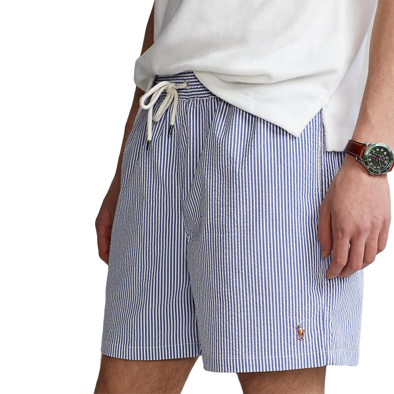 Polo Ralph Lauren Striped Traveler Shorts-Cruise Royal Seersucker