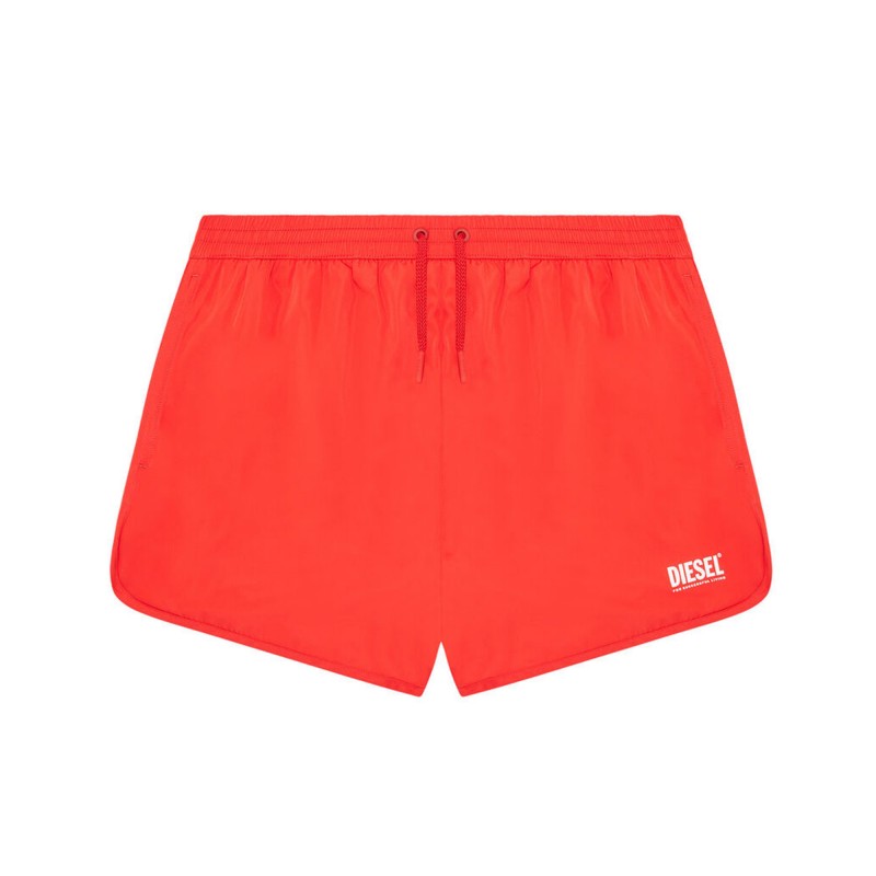 Diesel Swim Shorts With Small Logo Print-Red