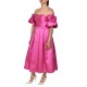 Allure Evening Pleated Long Dress-Bright Pink