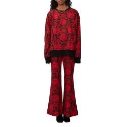 We Are High Waist Flared Trousers-Red Flowers