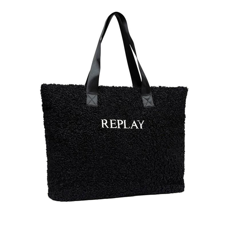 Replay Bouclee Patterned Handbag-Black