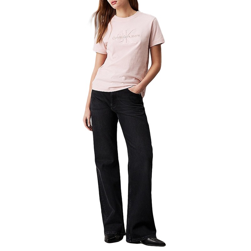 Calvin Klein Chenille Monologo Regular T-Shirt-Peach Whip