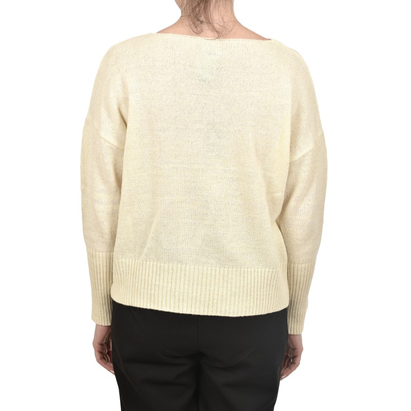 Lotus Eaters KG1 V-Neck Knit Blouse-Ecru