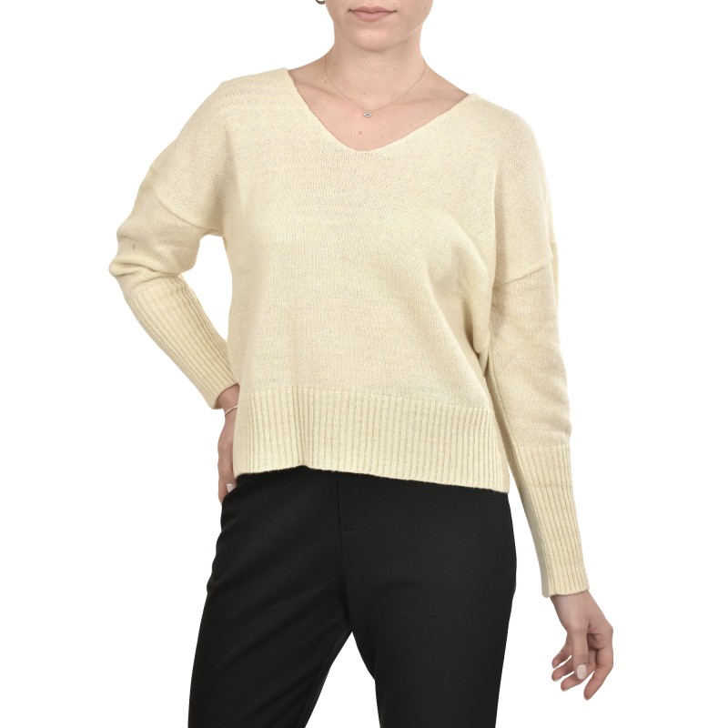 Lotus Eaters KG1 V-Neck Knit Blouse-Ecru