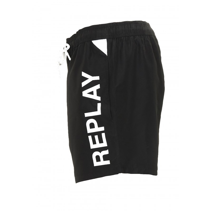 Replay Swimming Shorts Logo In Recycled Nylon-Black