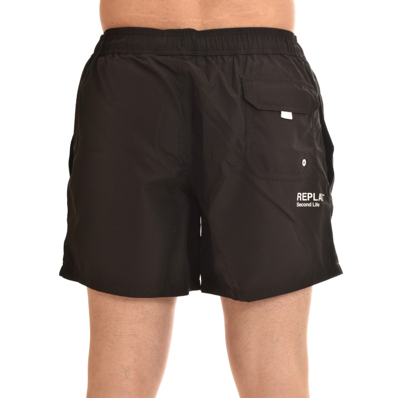 Replay Second Life Swimming Trunks In Recycled Poly With Print-Black