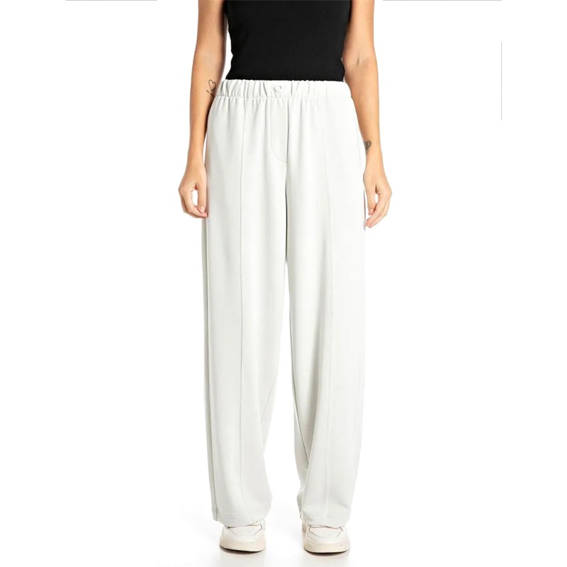 Replay Wide Leg Trousers With Waist Band-Off White