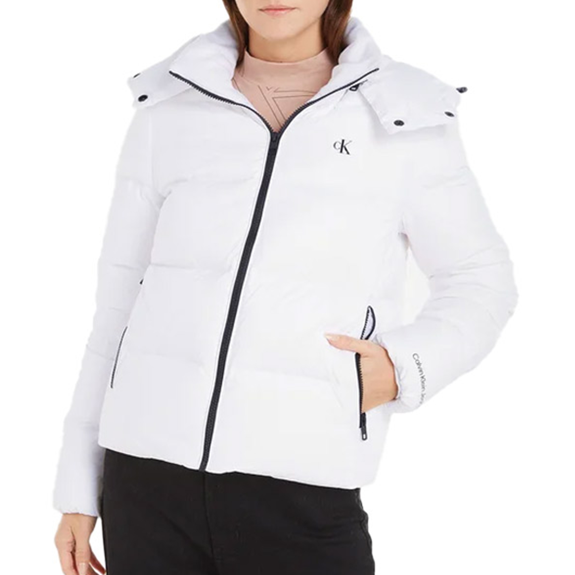 Calvin Klein Short Down Puffer Jacket Bright White