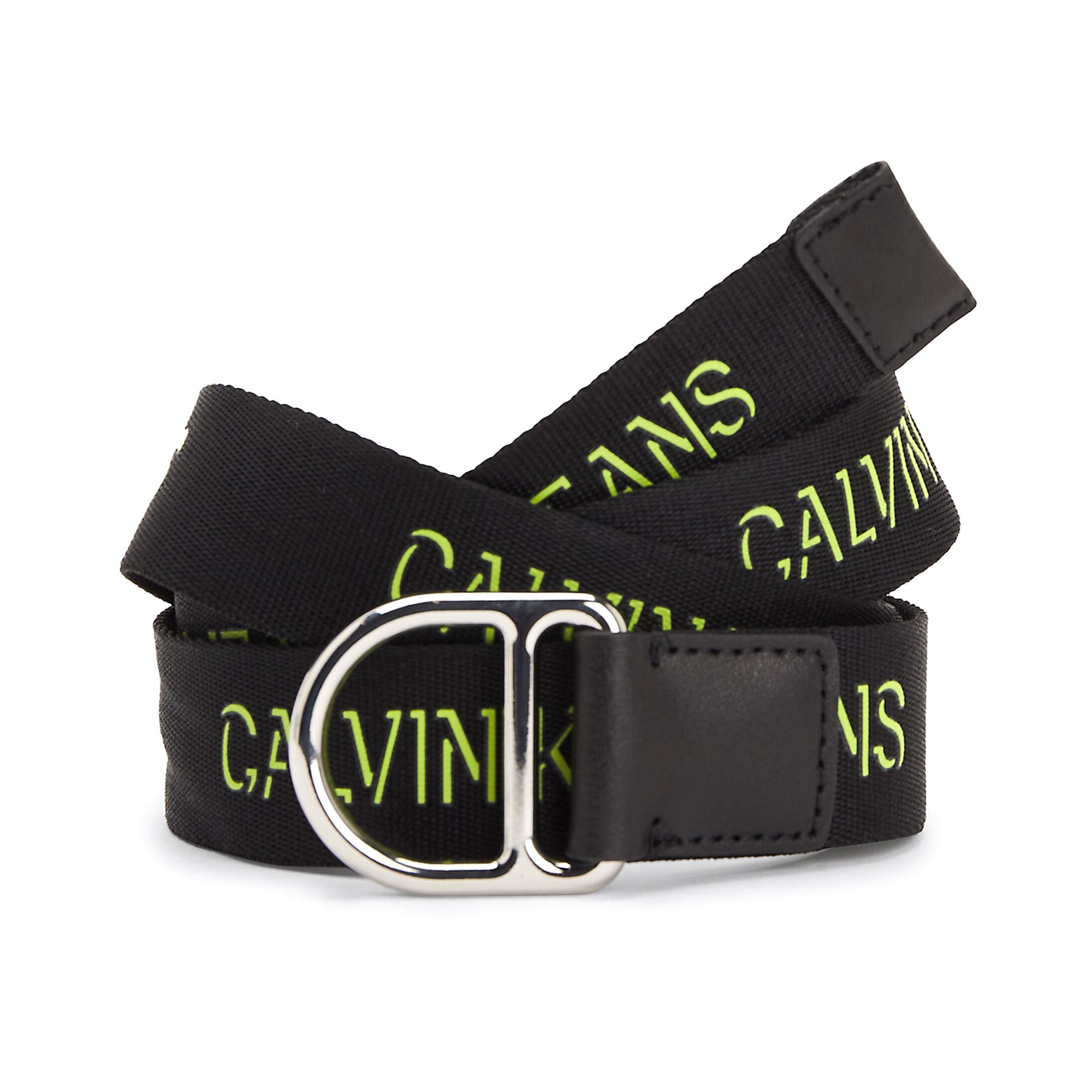Calvin Klein Belt D-Ring 3cm-Black/Acid Lime Slider Jeans Logo